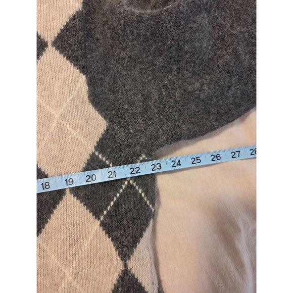 VTG Liz Claiborne Argyle Turtleneck Sweater M Lambswool Angora Gray Tunic - Picture 7 of 9